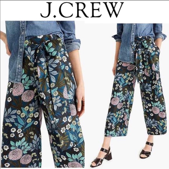 J. Crew Pants - J. Crew Abigail Borg silk wide-leg floral pants 8
